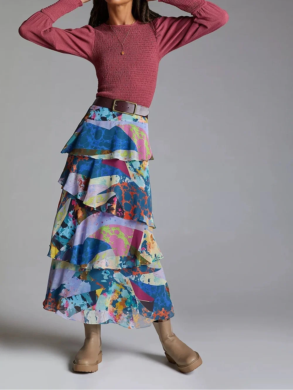 Women’s Anthropologie Maeve Tiered Maxi Skirt Size 2P